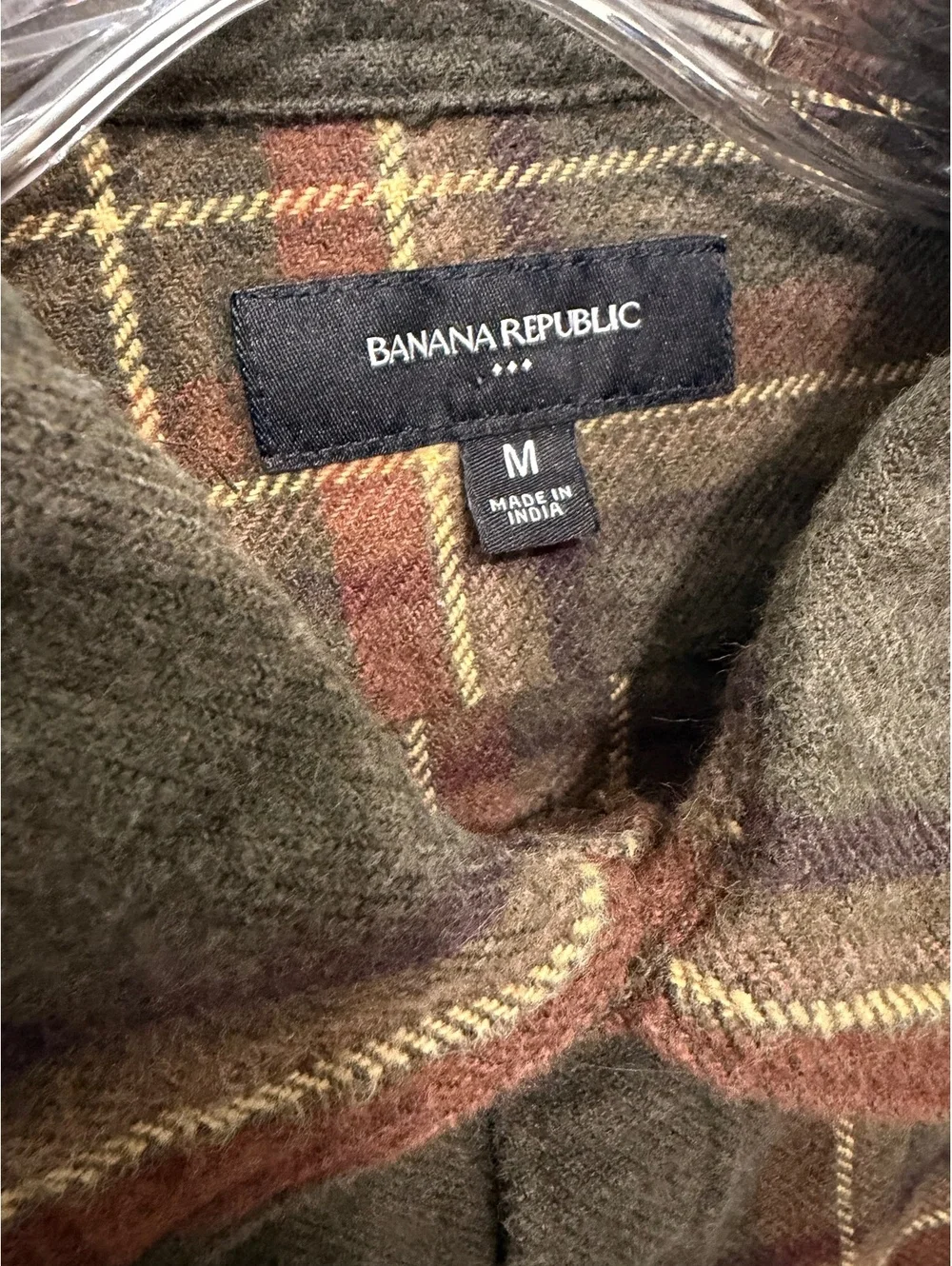 Banana Republic Button Up Collared Plaid Heavyweight Flannel Shirt Men's Size M